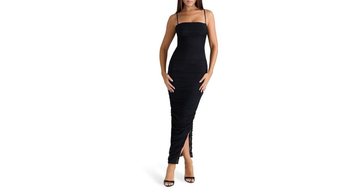 cross back bodycon dress Off Shoulder Ruched Crisscross Mesh Dress, Brown / XS upload-20260112 Burgundy Tulle Flower Girl Color:Soft Yellow Square Neck Sleeves