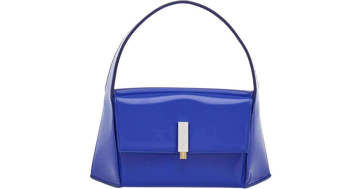 Ferragamo Mini Prism Leather Top Handle Bag in Blue | Lyst