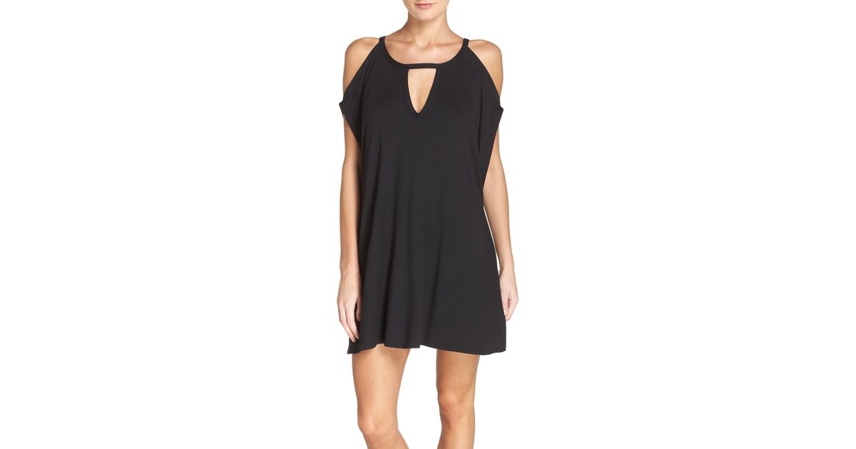 Robin Piccone Cold Shoulder Cover-up in Black | Lyst