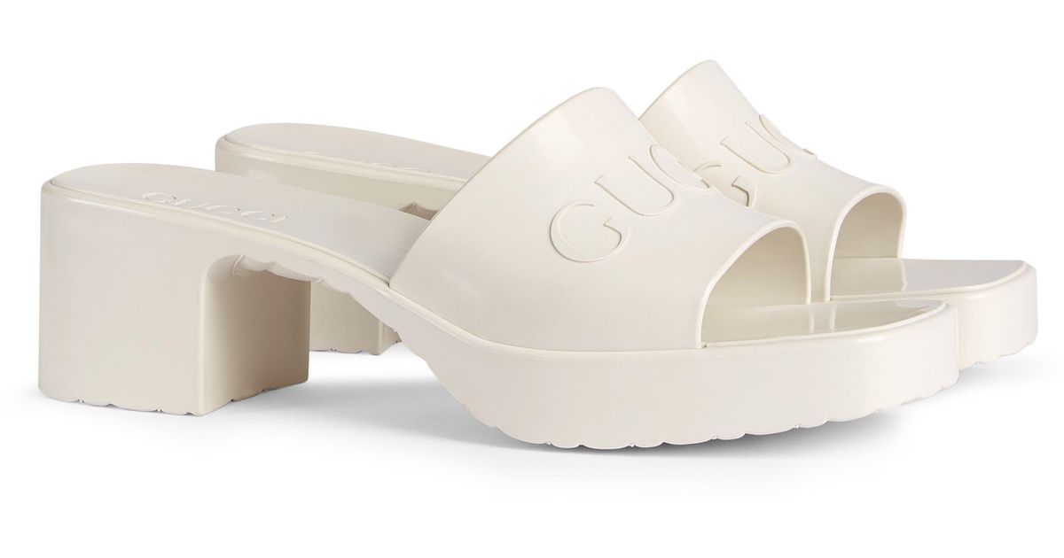 gucci rubber slides white