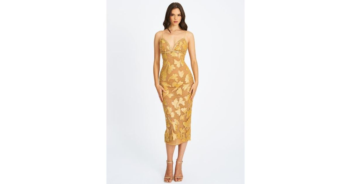gold pencil dress Georgette Embellished Fitted Midi Pencil Skirt main image 1