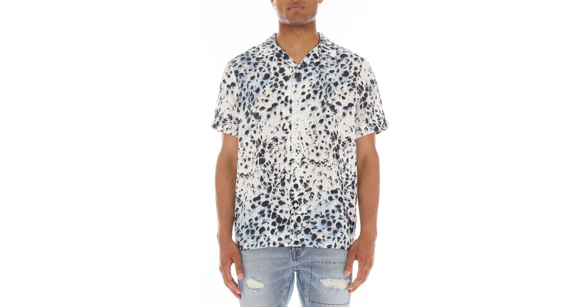 Cult Of Individuality Animal Spot Short Sleeve Cotton Button-up Shirt ...