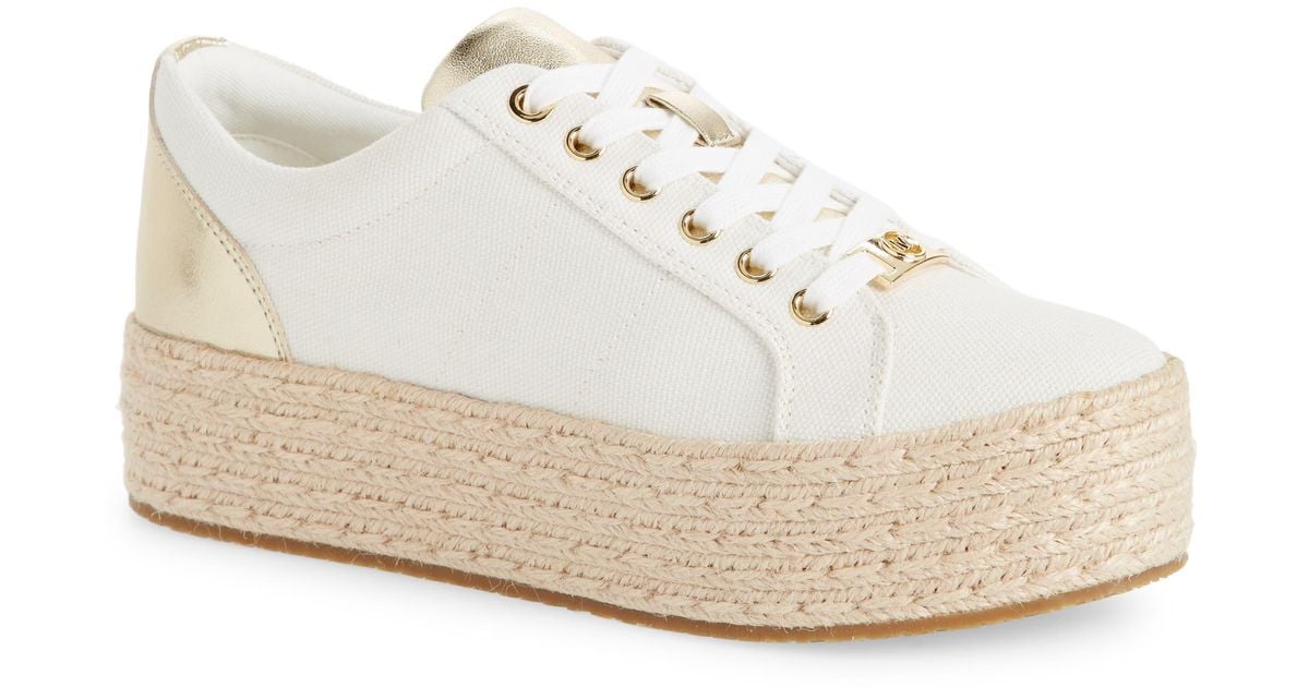 michael michael kors libby cotton canvas platform sneaker