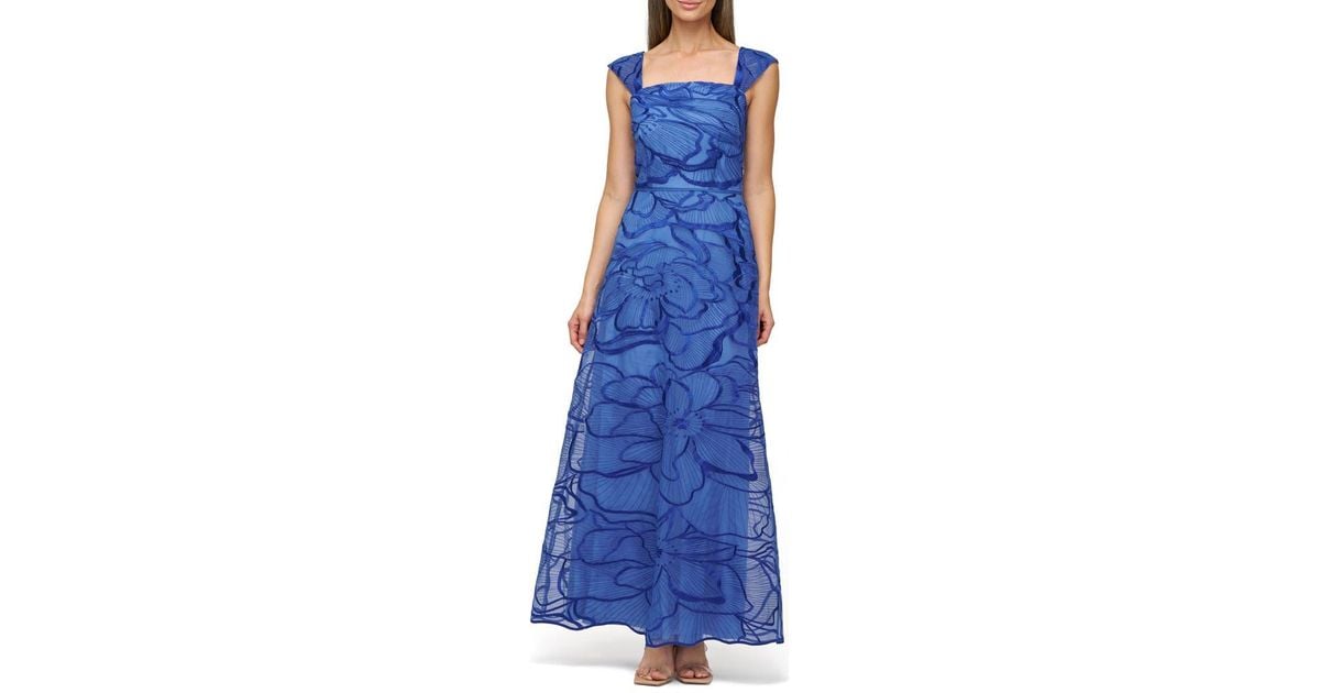 odessa embroidered dress Odessa Colorful Blue Wedding Dress with Floral Detail A-line Corset main image 0