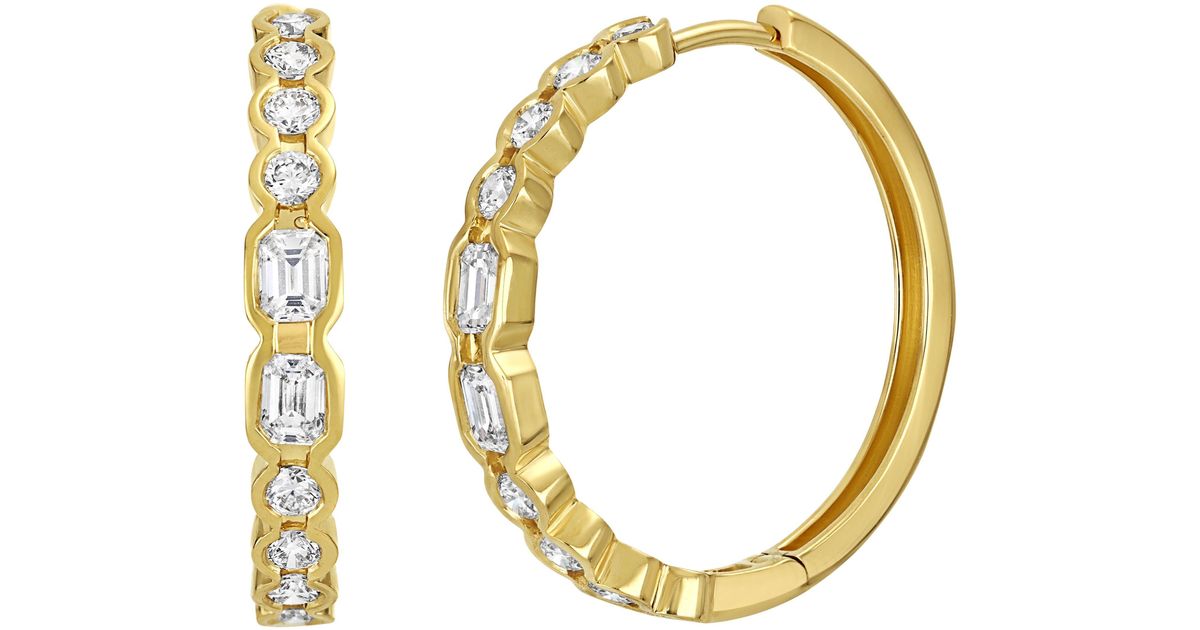 Bony Levy Varda Diamond Hoop Earrings in Metallic Lyst