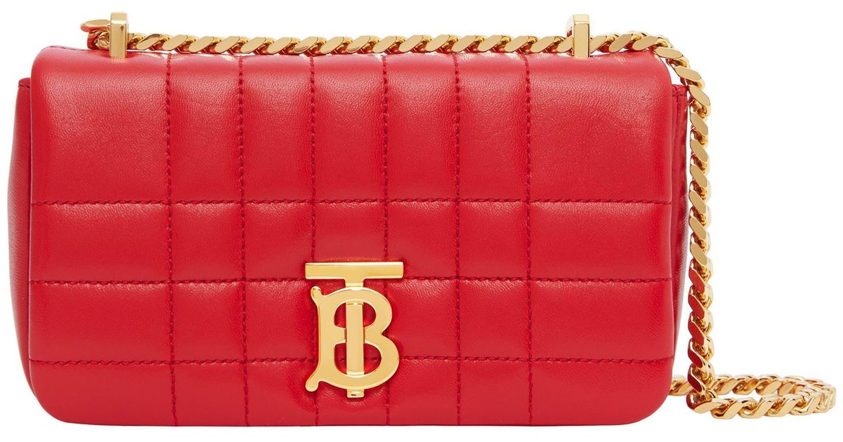 Burberry Mini Lola Quilted Lambskin Crossbody Bag in Red Lyst