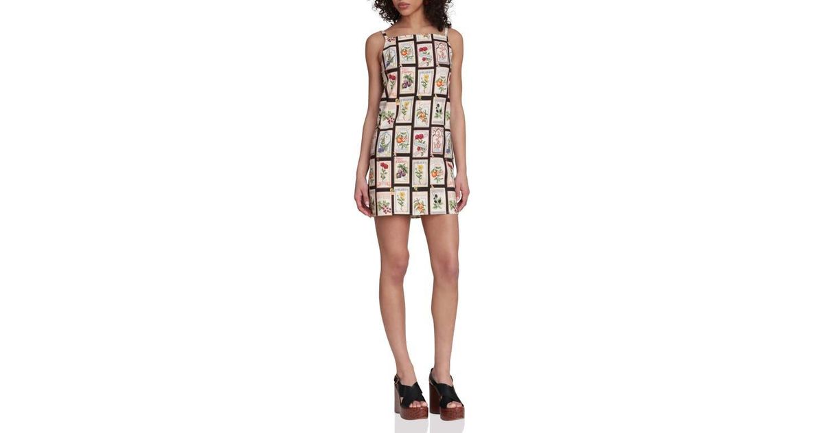 seed packet mini dress Linen Blend Multicolor Print Floral Mini Dress Black Seed Packet / 8