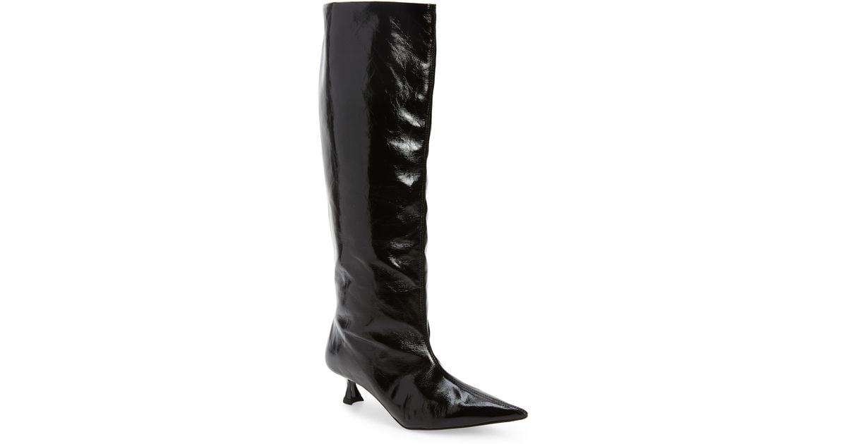 slouchy black knee high boots