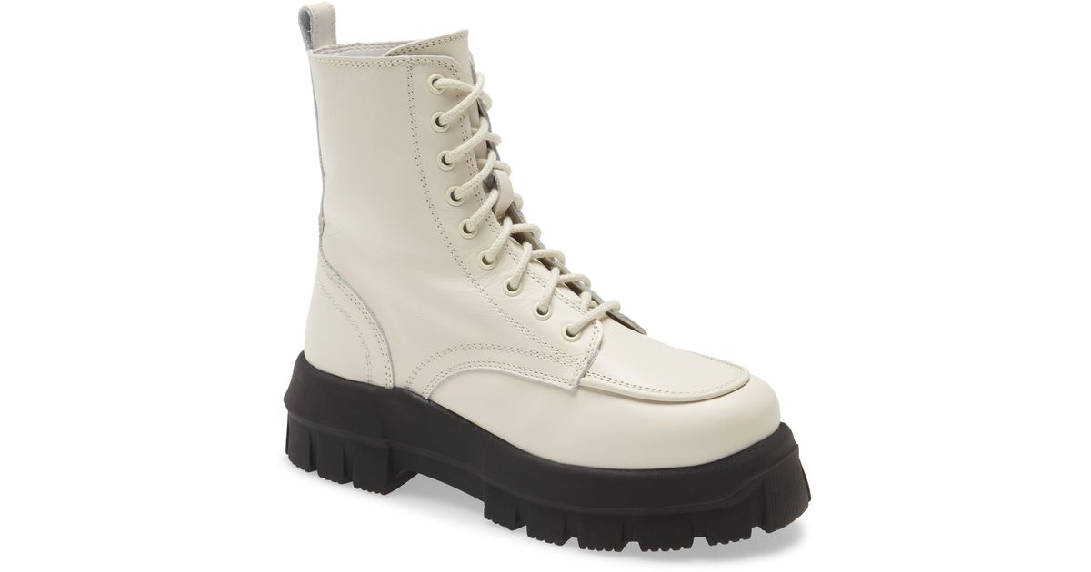 ava black leather chunky lace up boots