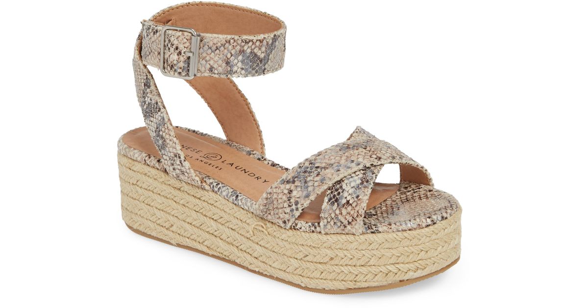 Chinese Laundry Zala Espadrille Platform Sandal in Camel Suede (Black) - Lyst