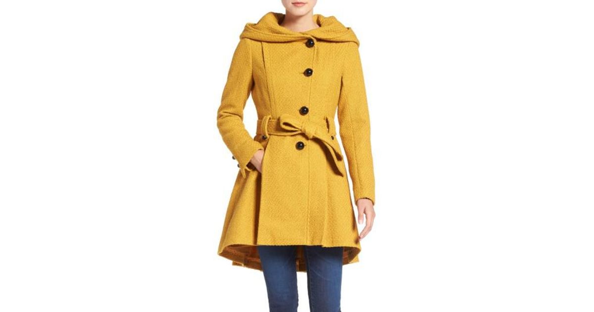 mustard hooded coat