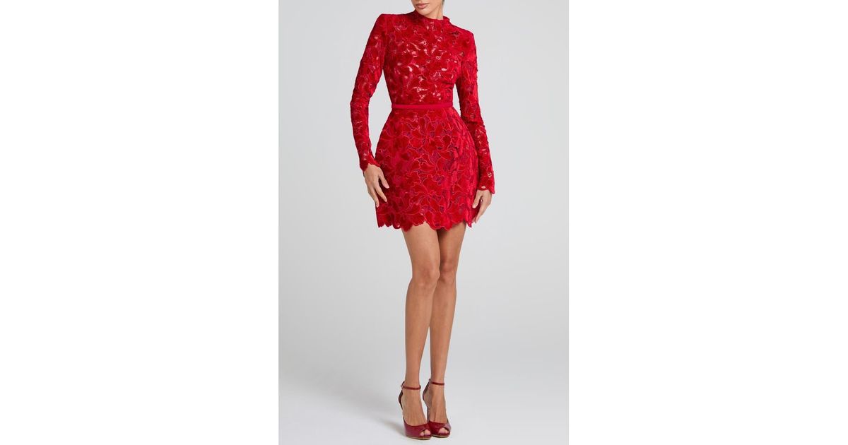 Nadine Merabi Lydia Lace Long Sleeve Minidress In Red Lyst Nadine Merabi Lydia Lace Long Sleeve Minidress In Red Lyst