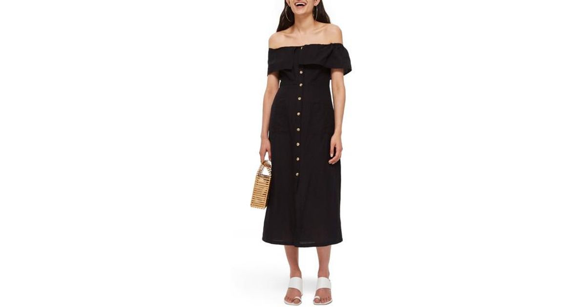 topshop black linen dress