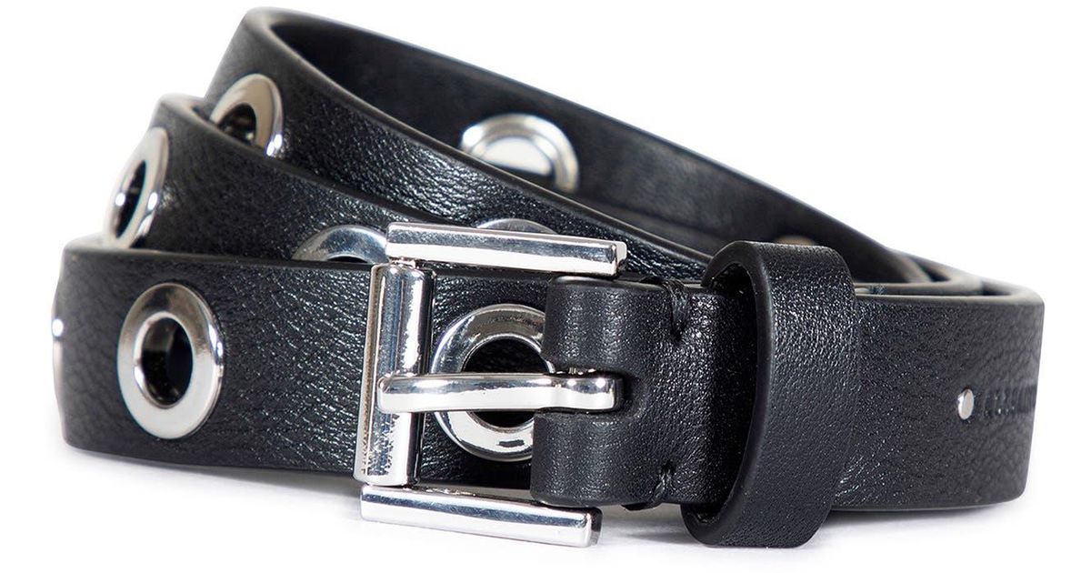 AllSaints Eyelet Leather Belt in Black | Lyst