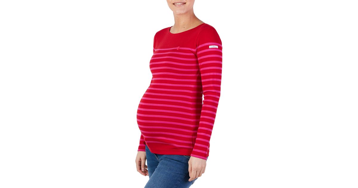 Cache Coeur X Armor Lux C'est La Vie Stripe Organic Cotton Maternity Top in  Red | Lyst