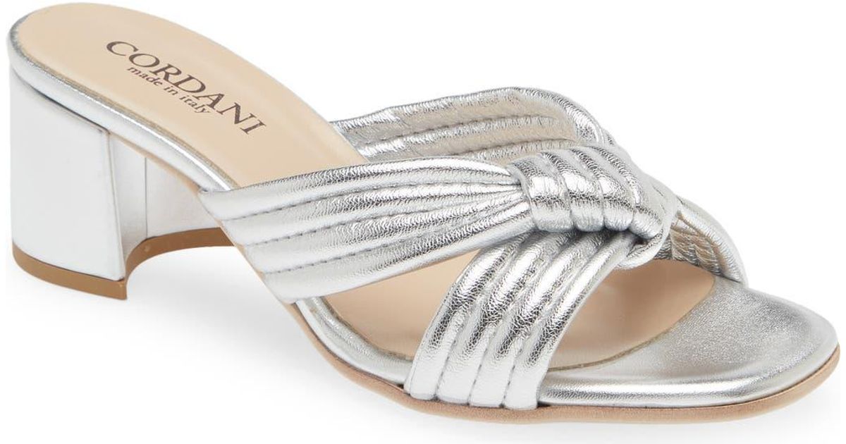 Cordani Imani Metallic Slide Sandal in White | Lyst