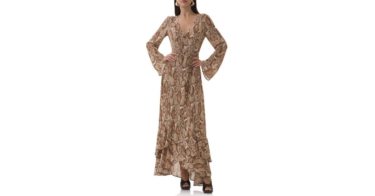 chinese dress ladies Snake Print Long Sleeve Drawstring Ruched Dress main image 1