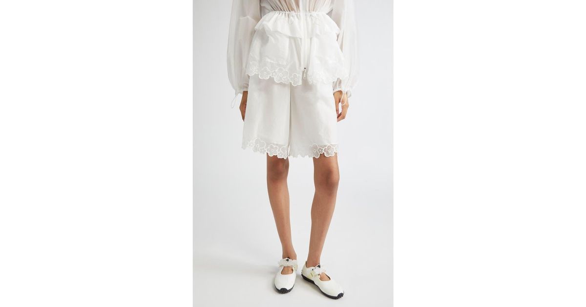 Cecilie Bahnsen Arya Nylon Bermuda Shorts in White | Lyst