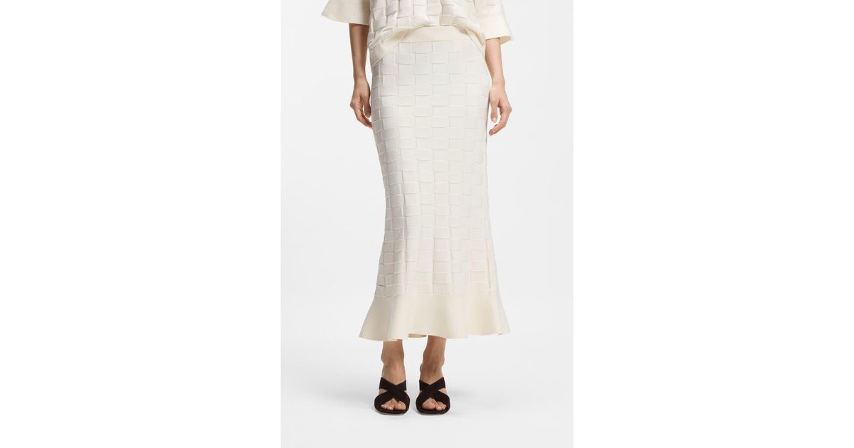 BOSS Foppy Textured Skirt in White | Lyst
