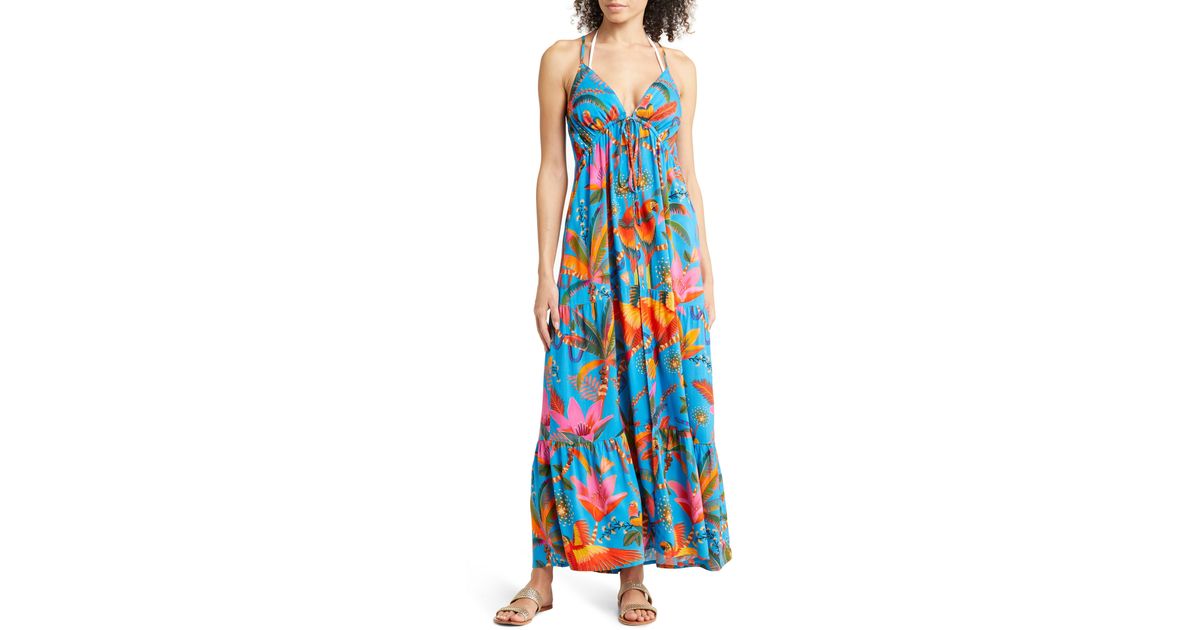 FARM Rio Macaw Party Cover-up Maxi Dress in Blue | Lyst