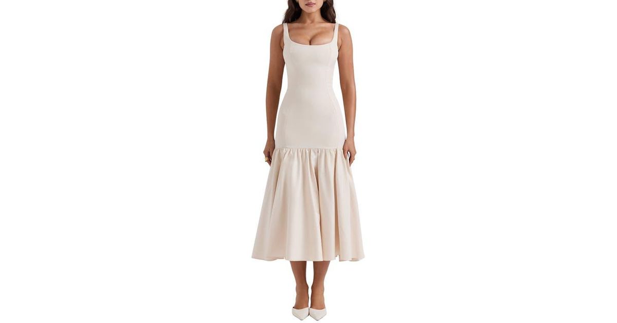 knee length dresses for ladies Rent House Of CB Amore Vintage Cream Midi Dress