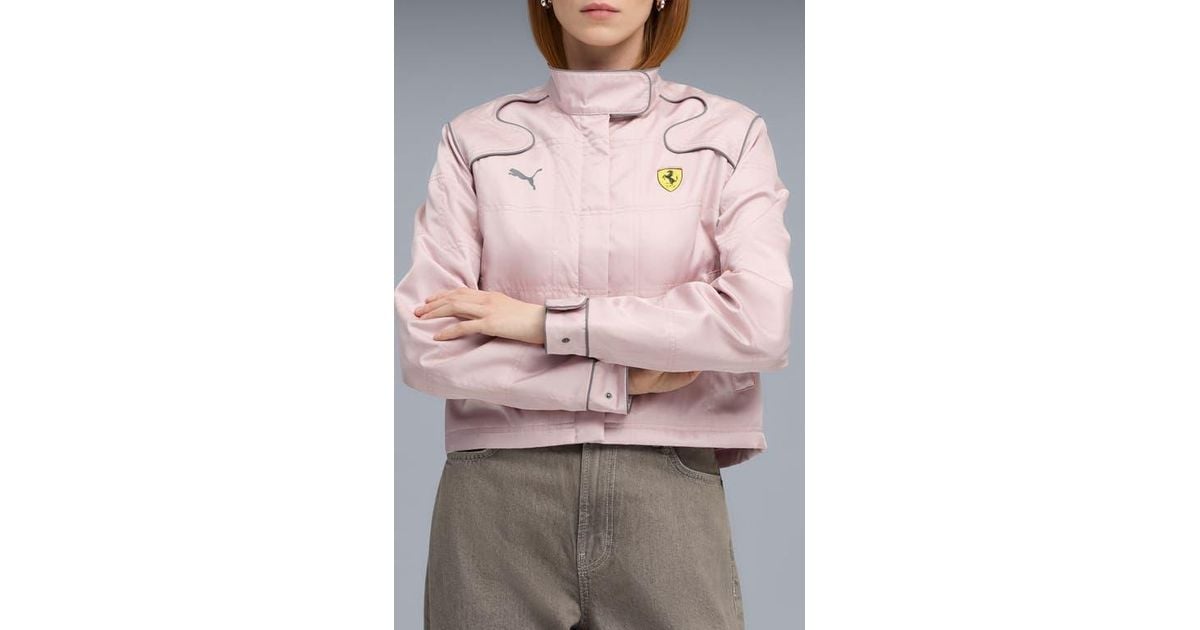 PUMA Ferrari Premium Racing Jacket in Pink | Lyst