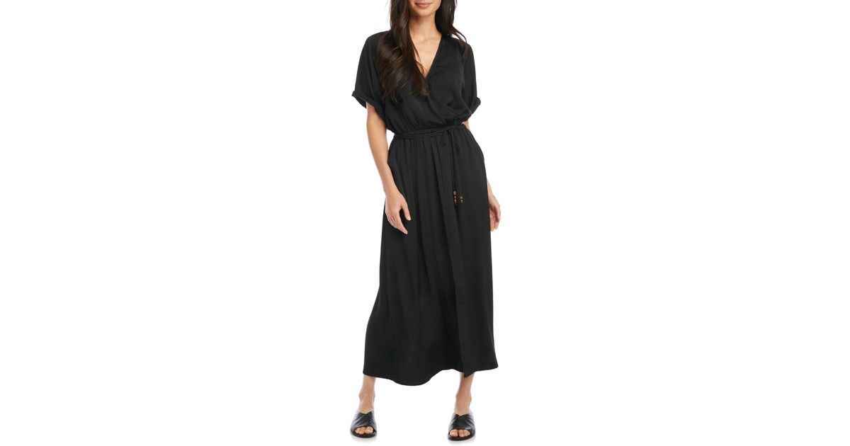 Karen Kane Cuffed Sleeve Midi Dress in Black | Lyst