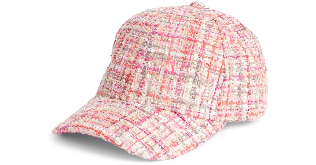 BP. Tweed Baseball Cap in Pink Lyst