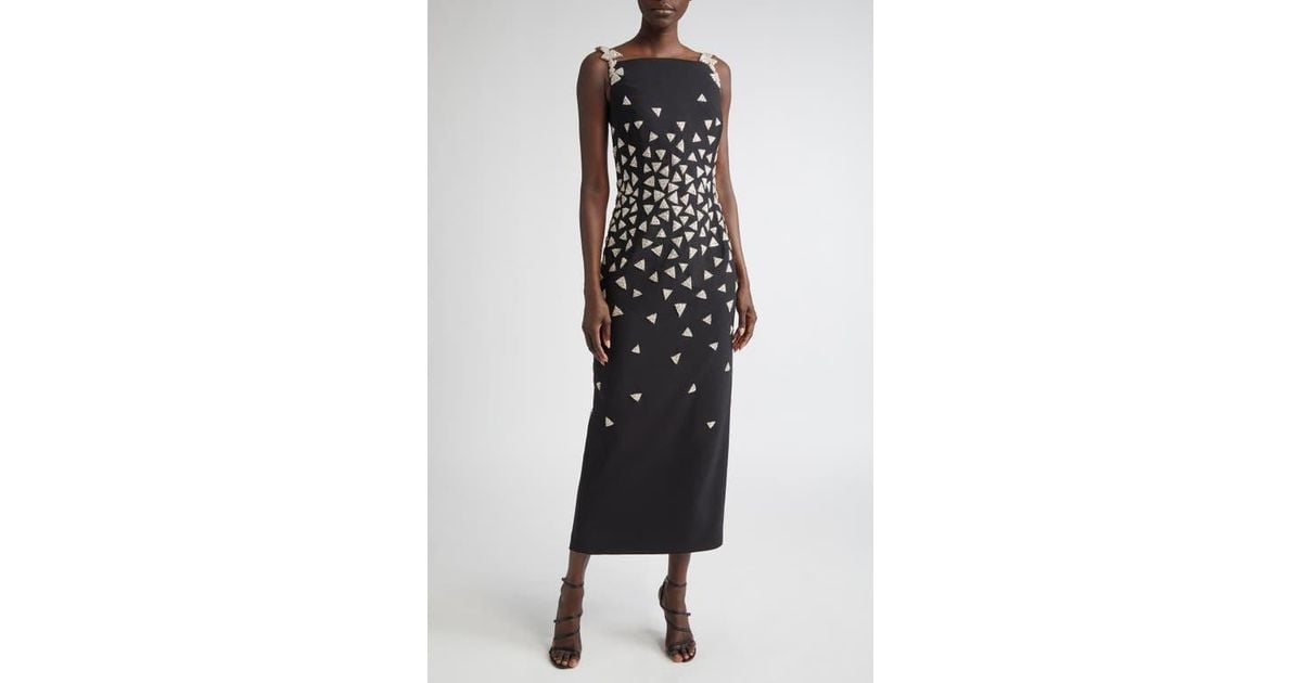 sachin and babi light blue dress Oscar de la Renta Crystal Triangle Embellished Cocktail Dress in Black