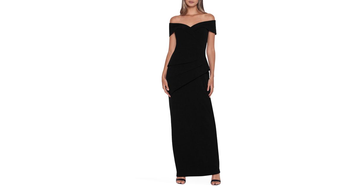 xscape off shoulder gown