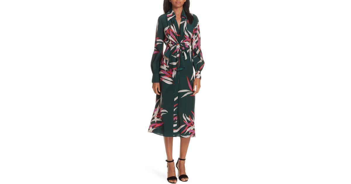 von front tie silk dress