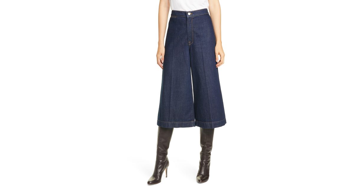 denim high waisted culottes
