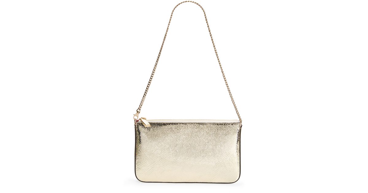 Christian Louboutin Loubila Metallic Leather Pouch in Natural | Lyst