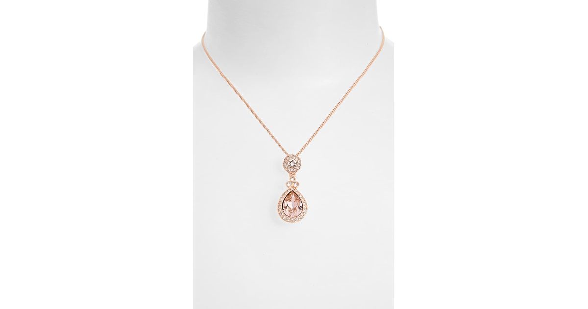 Givenchy Wingate Swarovski Crystal Pendant Necklace In Pink Lyst - Givenchy Rose Gold And Swarovski Crystal Pendant Necklace