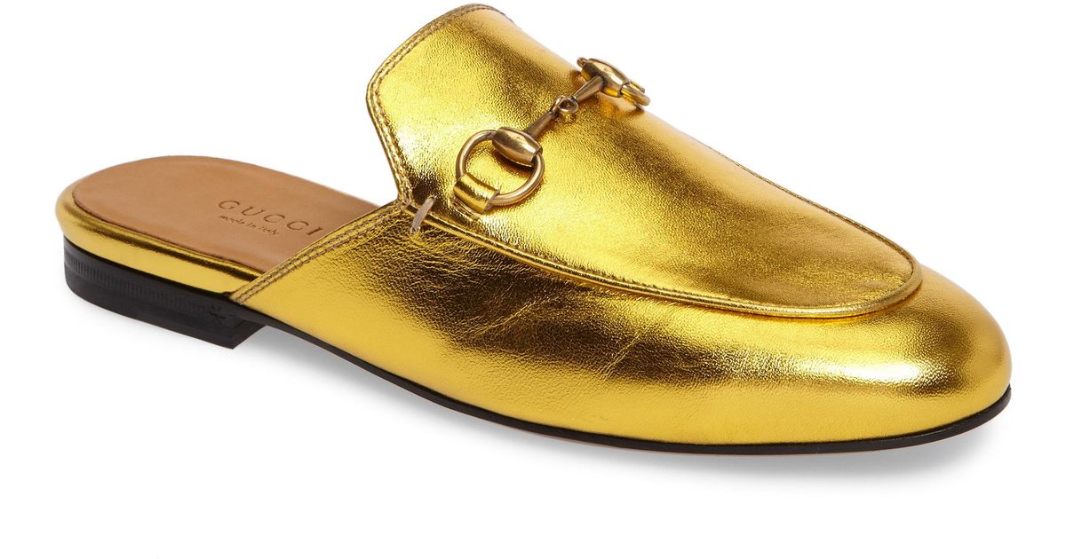 gucci gold princetown loafers