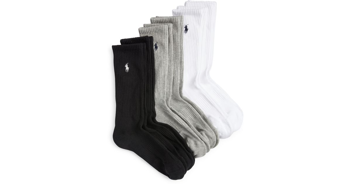 Polo Ralph Lauren Assorted 6-pack Crew Socks in Black for Men | Lyst