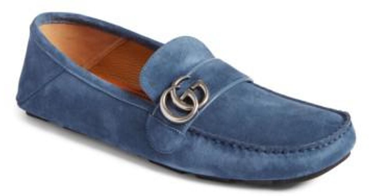 Gucci Suede Noel Driving Convertible Heel Shoe in Periwinkle (Blue) for ...