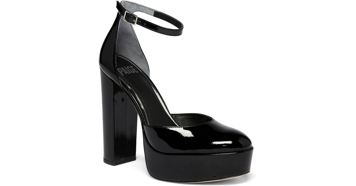 PAIGE Molly Ankle Strap Platform Pump in Black Lyst