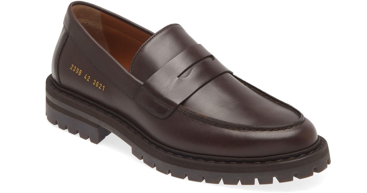 Common Projects Lug Sole Penny Loafer in Brown for Men | Lyst