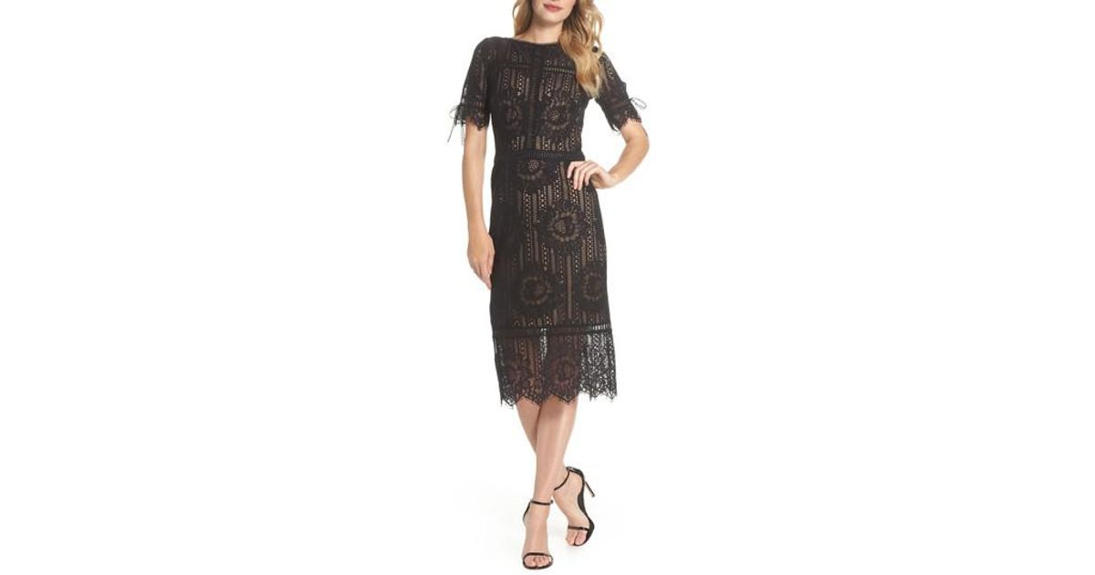 tie sleeve lace sheath dress tadashi shoji