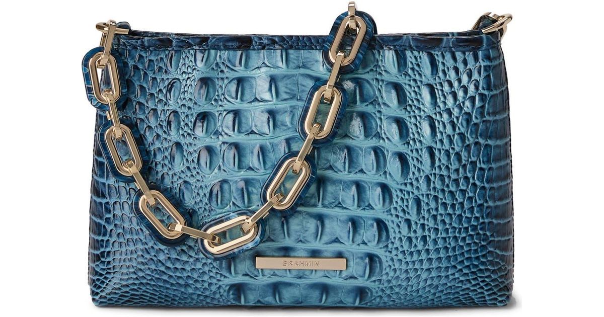 Brahmin Mod Lorelei Tiger Stripe Croc Embossed Leather Shoulder