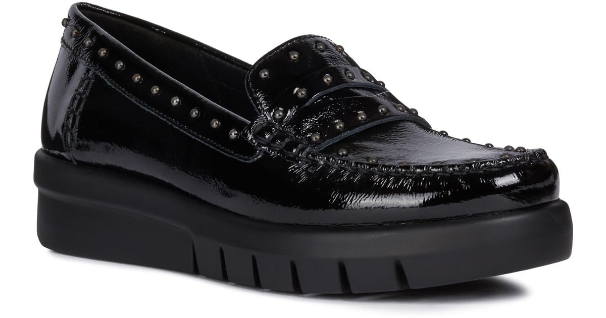 Geox Wimbley Platform Moccasin in Black Leather (Black) Lyst