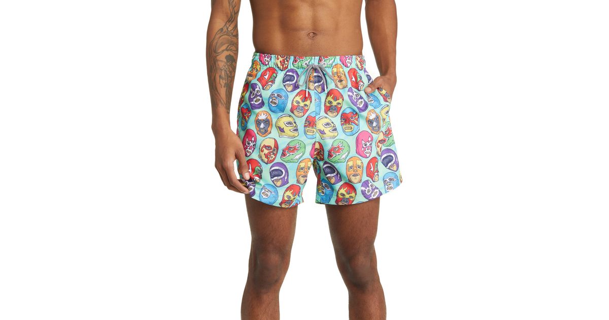 Boardies Lucha Libre Mid Length Swim Trunks in Blue for Men Lyst