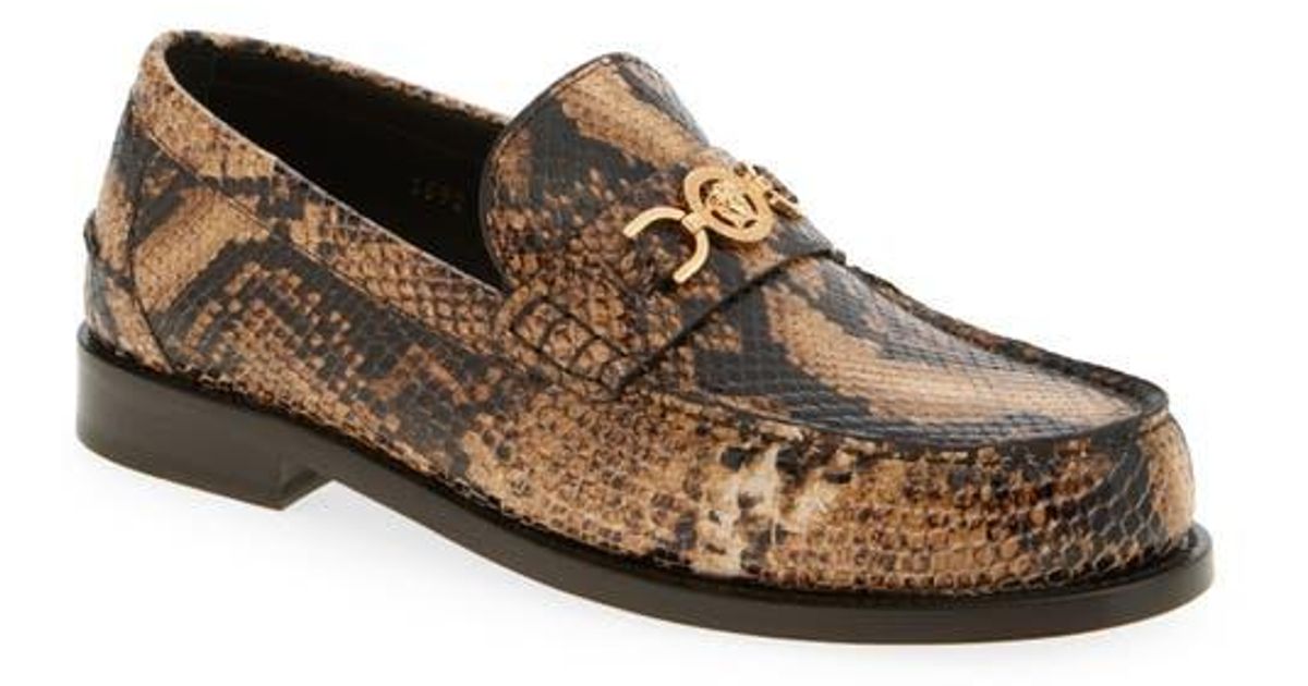 Versace Medusa '95 Python Print Loafer in Brown for Men | Lyst
