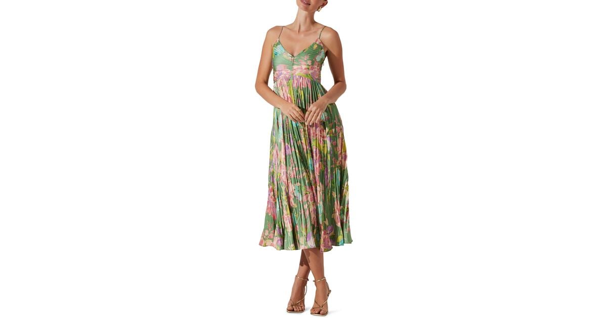 Astr Maeve Floral Midi Sundress in Green | Lyst