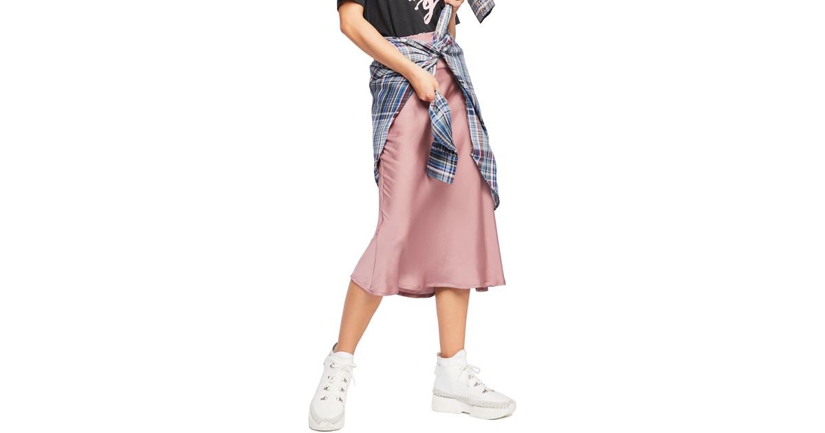 normani bias cut satin skirt
