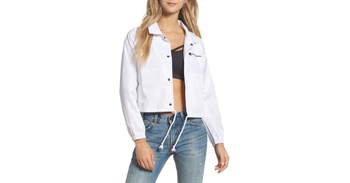 Download Champion Crop Coach's Jacket in White - Lyst