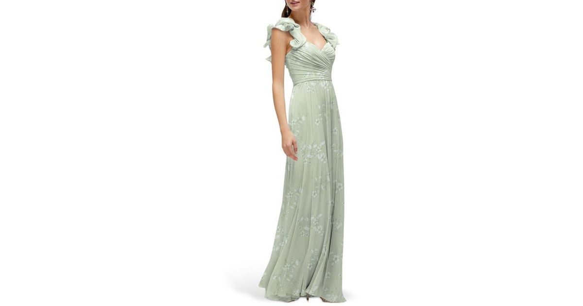 After Six Ruffle Strap Gown in Green | Lyst