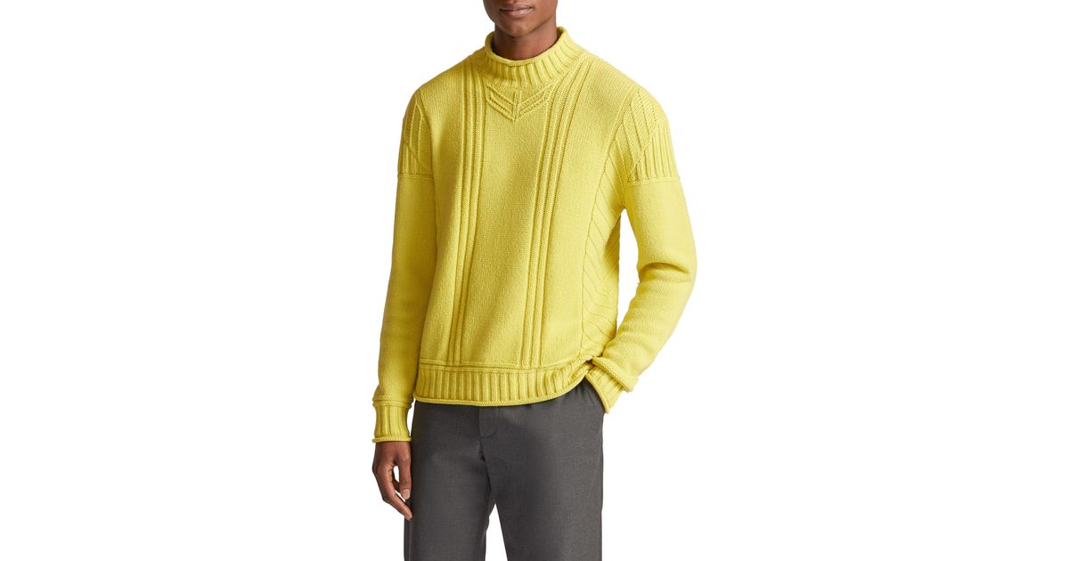 Loro Piana Haston Baby Cashmere Mock Neck Sweater in Yellow for Men Lyst