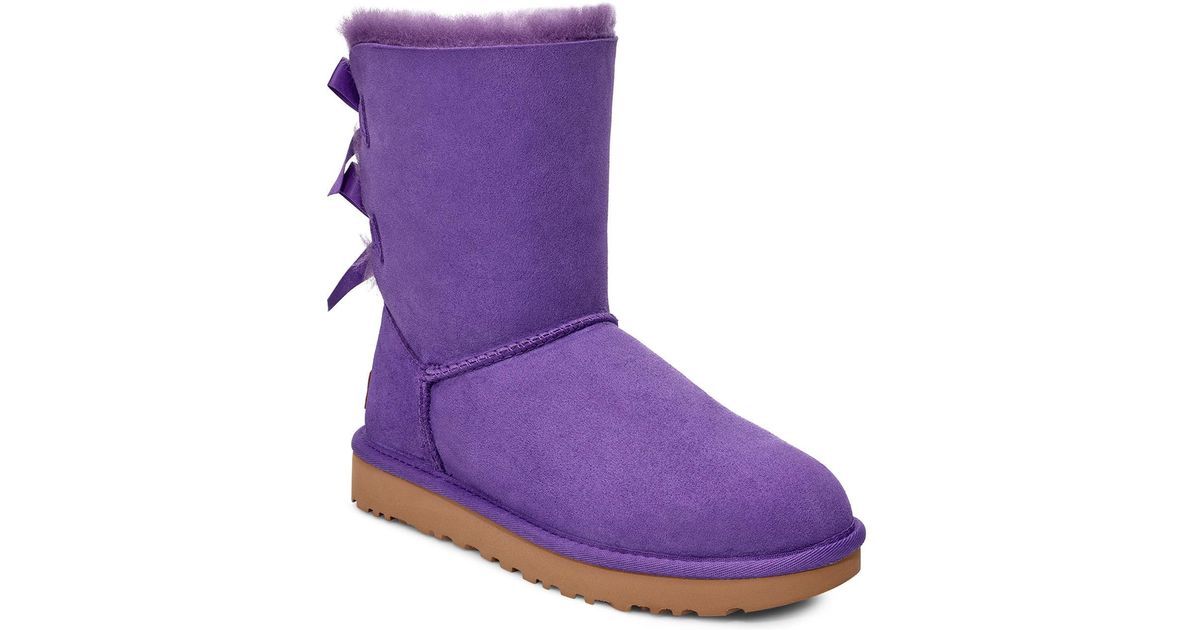 UGG Satin UGG Bailey Bow Ii Genuine Shearling Boot in Purple - Lyst